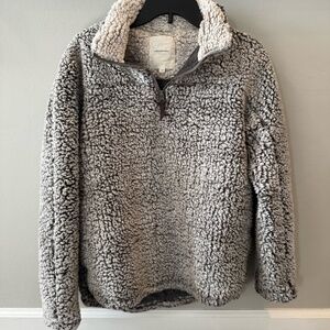 Thread & Supply Sherpa Quarter Zip (Grey/Navy, Medium)